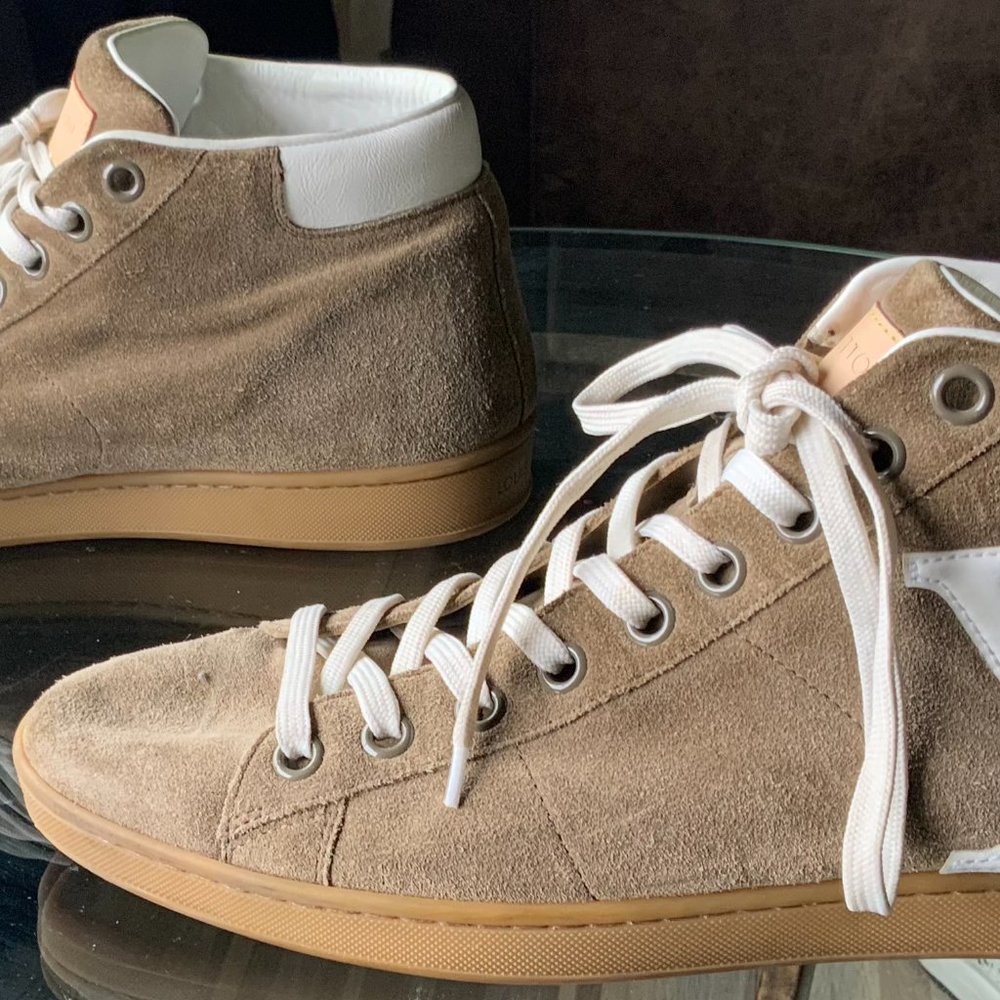 LOUIS VUITTON S/S 2012 Khaki Suede Leather LV High Top size 9 UK